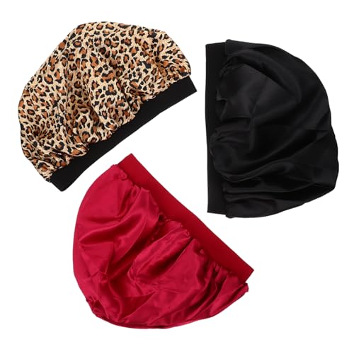 Bonnets de nuit élastiques en satin fin imprimé léopard