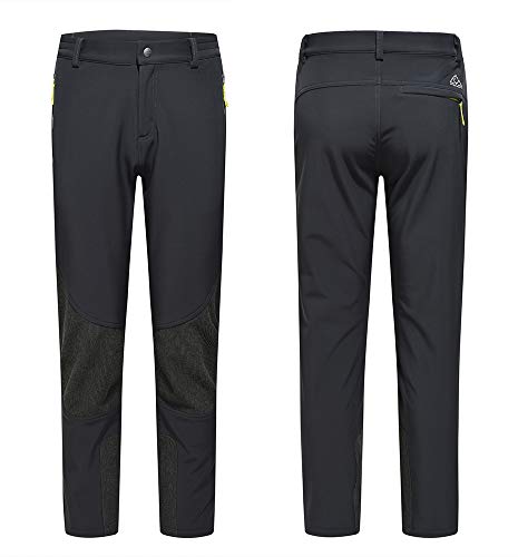 donhobo Damen Wanderhose Softshellhose Wasserdicht Winddicht Warm Fleece Gefüttert Trekkinghose Winter Outdoorhose Funktionshose (Schwarz,M)