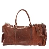  LECONI XL Reisetasche Sporttasche echtes Rindsleder Damen + Herren Weekender Handgepäck Reise Ledertasche 55x30x27cm braun LE2017-wax