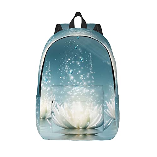 Sac à dos PC portable fille fleurs de lotus blanc taille S