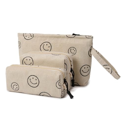 Small Cosmetic Bag set for Women Corduroy Makeup Bag with Interior Pocketes Cute Corduroy Makeup Pouches Women Small Toiletry Bag