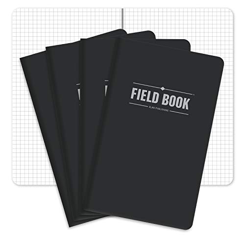 Cahier à carreaux Elan Publishing avec couverture robuste noire lot de 4