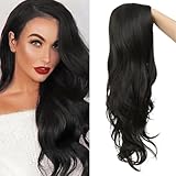 Tseses Long Black Curly Wavy Wigs for Women Side Part Natural Looking Synthetic Hair Wig Cosplay Halloween Costume Wigs