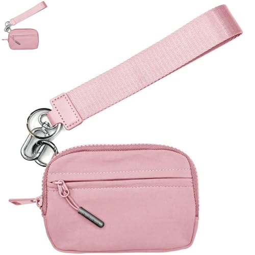 Commonlyto Wallet, The Wallet 2nd Gen, Wristlet Nylon Wallets for Women, Zippered Card Case with Id Window, suitable for women's daily travel and shopping(Pink)