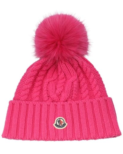 Moncler Grenoble Cabled Knit Wool Pom Pom Beanie Hat Black