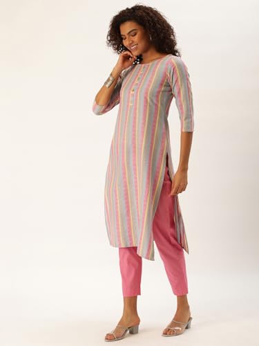 Image of Saanjh Women Printed Regular Kurta with Trousers || Kurta Set for Women || Suit Set