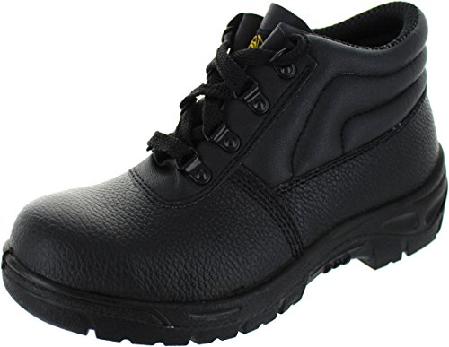Botas de seguridad Chukka de cuero para hombre, ligeras, puntera de acero, botas de trabajo industriales y de construcción, tallas 36-42, Black, 35 1/3 EU