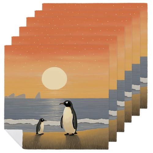 Servilletas de tela lavables diseño de pingüinos para mesa de cocina 2