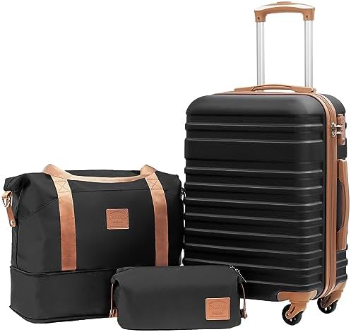 Amazon.com: Coolife Luggage Set Hardside Suitcase,3 piece,Black(DB