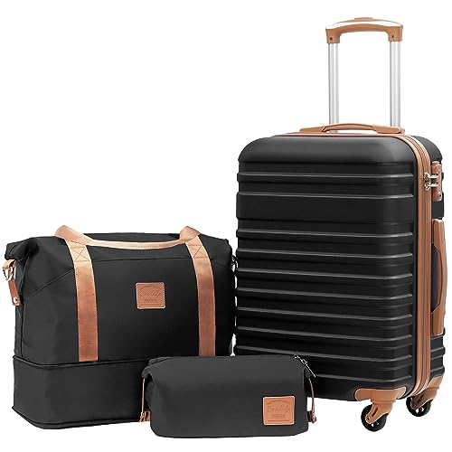 Coolife Coolife Luggage Set Hardside Suitcase,3 piece,Black(DB/TB/20)