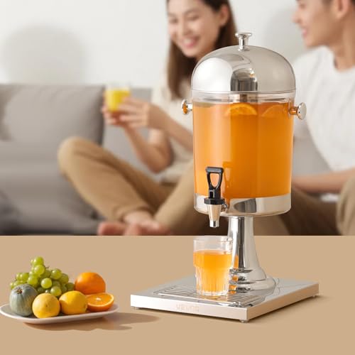 VEVOR Beverage Dispenser, 2.1 Gallon Drink Dispenser for Parties, Stainless Steel + Plastic Juice Dispensers with Spigot Ice Chamber Tray, Iced Tea Lemonade Juice Dispensers, for Restaurants, Hotels by VEVOR - Image 2