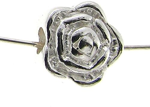 Dreambell 4 pcs .925 Sterling Silver 6mm x 3.5mm Round Rose Bead Spacer/Findings/Bright