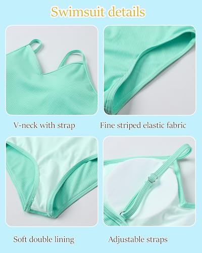 Image of Girls Swimsuits One Piece Bathing Suits for Girl Swimsuit Kids with Adjustable Straps Girls' Swimwear 6-14Y Yizuoding007
