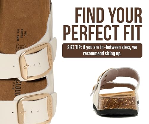 Image of Project Cloud 100% Genuine Leather Footbed Sandals for Women 2026 Comfortable Beach Essentials Womens Sandals Memory Foam Vacation Essentials Slides for Women Footwear (Santorini)