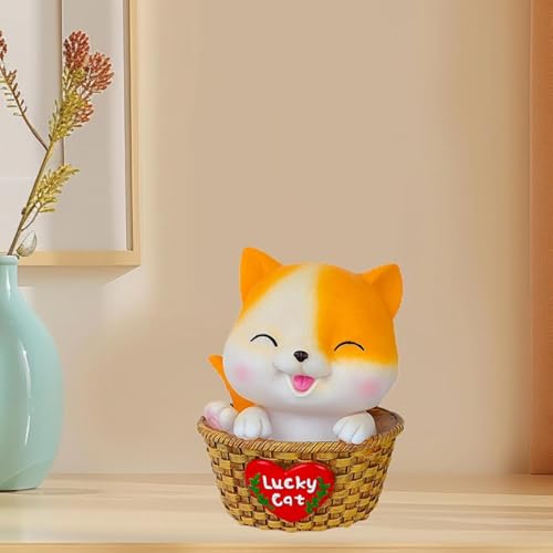 Image of Money Saving Bank with Coin Slot / /Creative Cartoon Design Money Bank / /Plastic Piggy Bank for Boys & Girls (Pack of 1) (Lucky Cat- Yellow)