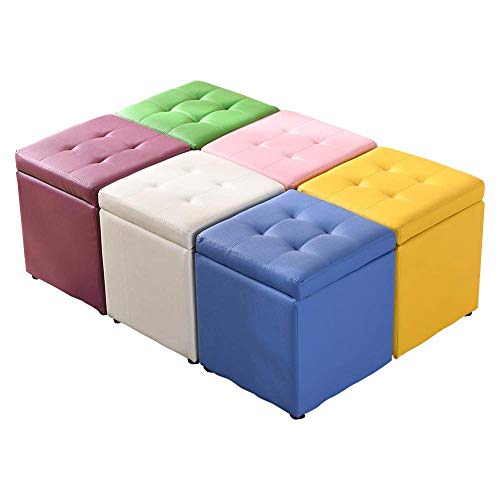 Pouf de rangement gain de place petit siège d'appoint jaune - 3