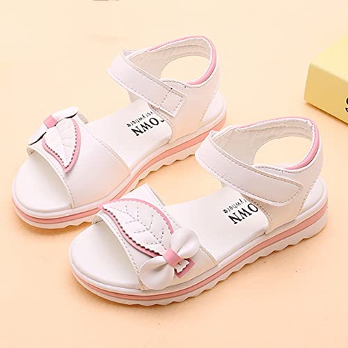 Toddler Girl Dress Shoes Children Shoes Fashion Flower Thick Sole Sandals Soft Sole Comfortable Princess Sandals (White, 10.5 Little Child)3