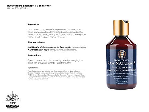 Raw Naturals RUSTIC BEARD SHAMPOO & CONDITIONER | Natural Beard Wash with cleansing apple & hop extract | Refreshing and hydrating | Natural product from Swedish Skincare Microbrewery | 250ml - Image 4