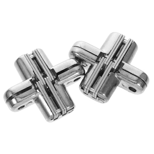 ELAYARD 2個 厚型シルバー隠し十字ヒンジ ゲート用耐荷重強化キャビネット ガレージドア丁番 折戸対応便利静音設計