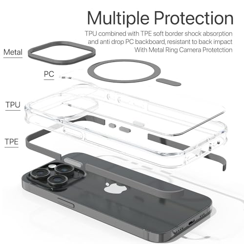 Image of Vaku Luxos Back Cover Case for iPhone 15 Pro Shockproof Scratch Resistant Slim Thin Military-Grade Protection Support Mag-Safe Wireless Magnetic Charging - White