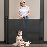 Babepai Baby Gate for Stairs No Drill, Punch Free Retractable Baby Gates Extends to 54" Wide 34" Tall, Reractable Dog Gate for Doorways, Stair Gate for Outdoor, Indoor, Deck, Porch, Hallways