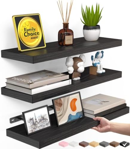 BAYKA Floating Shelves for Wall, Wall Mounted Rustic Wood Shelves...