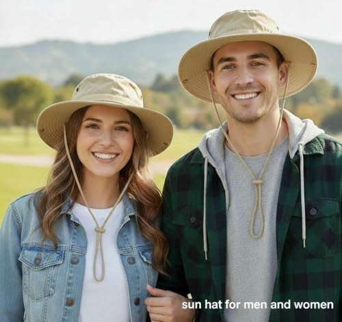 Image of Sun Hats for Men Women Bucket Hat UPF 50+ Boonie Hat Foldable UV Protection Hiking Beach Fishing Summer Safari