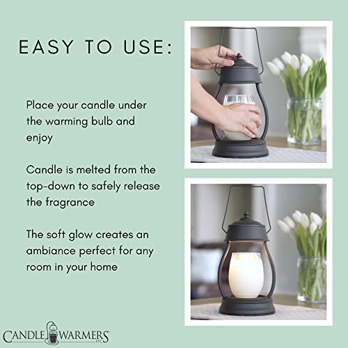 Candle Warmers Etc Hurricane Candle Warmer Lantern For Top-Down Candle Melting, Black #TOP5
