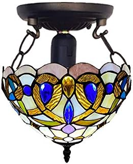 CASPERi Tiffany Ceiling Lamp Stained Glass Lampshade Hanging for Dinner Room Living Room