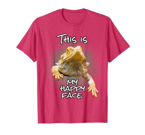 This is My Happy Face Bearded Dragon Funny Reptile T-Shirt, Men, Red Heather, XX-Large