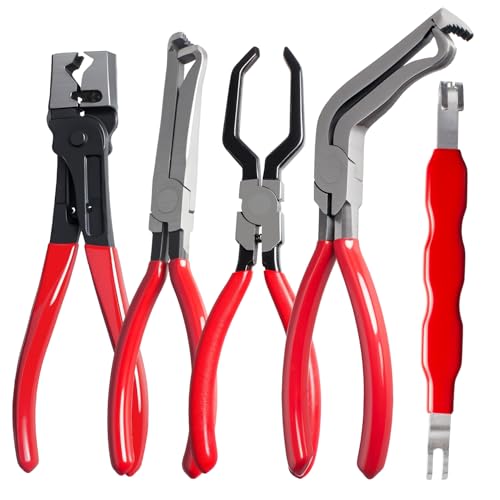 Image of 5 Pieces Electrical Disconnect Pliers for Cars, Automotive Electrical Plug Connector Disconnect Tool and Connector Separator and Hose Clamp Pliers