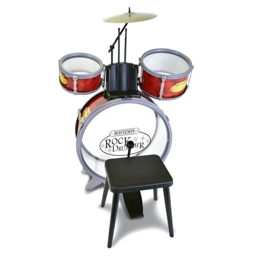 Bontempi BeatMaster: Batería para niños con sonidos realistas y mucha diversión, rojo y transparente, 500x500x680 mm