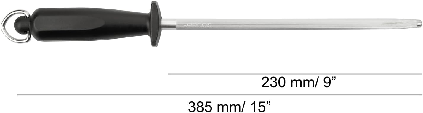 Arcos Carbon Steel Knife Sharpener, Manual Use, 230 mm, Durable Polypropylene Handle, Edge Maintenance, Chairas Series