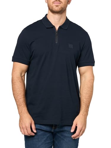 BOSS Men's Patch Logo Zip Up Polo Shirt