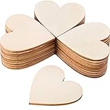 Wood Heart Cutouts Wood Heart Slices Embellishments Ornaments for Wedding, Valentine, DIY Supplies...
