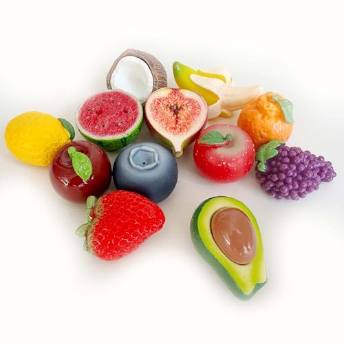 Set de 12 imanes de frutas 3D realistas para refrigerador miniatura 5