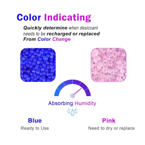 Image of 2.1LBS Fonday Blue Indicating Silica Gel Beads Desiccant Moisture Indicating Blue to Pink Reusable Industry Standard Bead Size 3 to 5mm