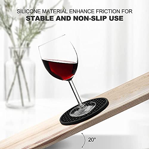Coasters For Drinks Set Of 8, Eagmak Silicone Drink Coasters With Grooved Pattern, Non-Slip Base, Washable And Heat Resistant Coffee Coasters For Wooden Table, Desk, Kitchen, Office, Bar-Black #TOP1