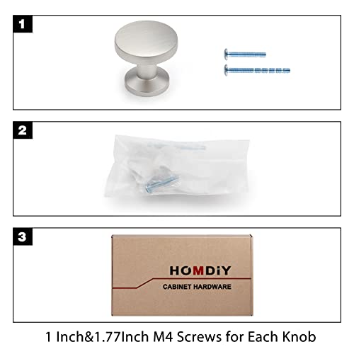 Homdiy 25Pack Cabinet Knobs Brushed Nickel Drawer Knobs - Brushed Nickel Knobs Round Cabinet Knobs For Kitchen Cabinets, Zinc Alloy Solid Knobs For Dresser Drawers #TOP3