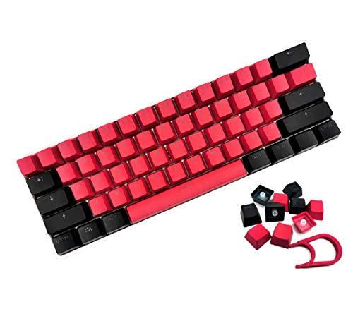 XVX Keycaps 60 Percent, Custom Keycaps Color Double Shot Backlit OEM Profile Keycaps 61/87/104 Keys Set with Key Pulle for DIY Cherry MX RGB Mechanical Keyboard (Red Black Keycaps)