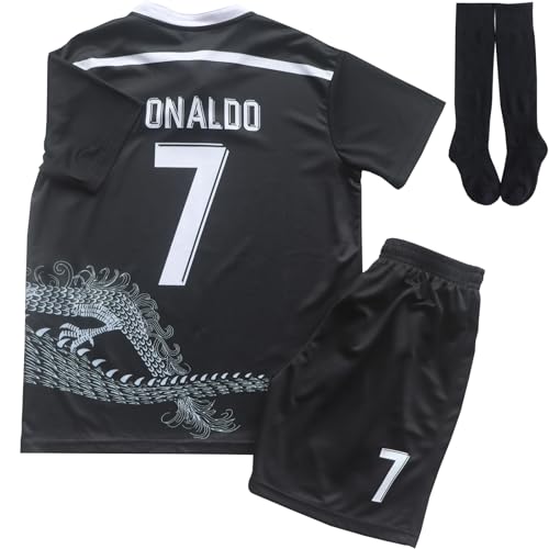 LeenBD No.7 Old Dragon Kids Soccer Jersey Kit (Black, 28)