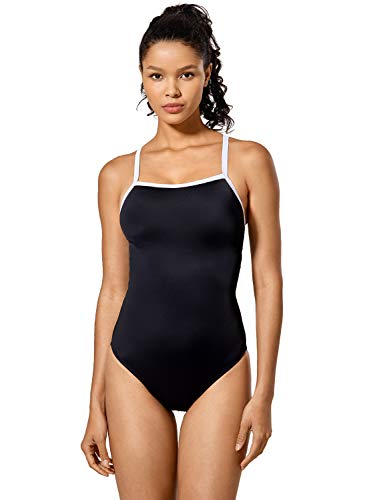 SYROKAN Women's Basic Sleek Solid Elite Training Sport Athletic One Piece Swimsuit Multicoloured