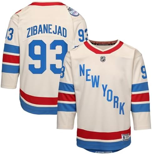 NHL Mika Zibanejad New York Rangers #93 Cream Youth 4-20 Winter C...