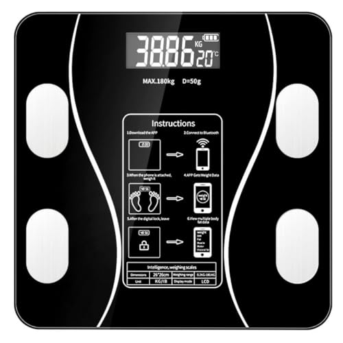 Balança Digital Bioimpedancia Corporal Aplicativo Bluetooth Cor Preto Peso Até 180kg Premium