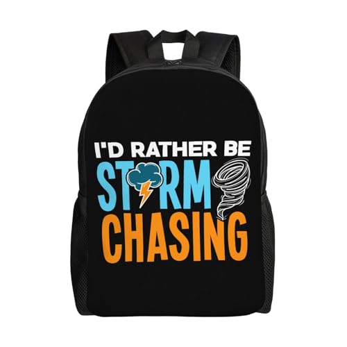 I'D Rather Be Storm Chasing Universal Large Capacity Durable Backpack - Waterproof Laptop Backpack For School Anti-Theft Design - Unisex