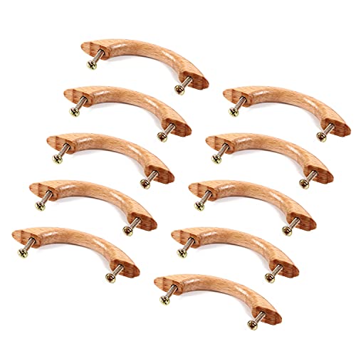 MroMax Wood Pull Knobs, 64mm Hole Distance 91mm Length Cabinet Furniture Kitchen Pulls Handles for Dresser Drawer Wardrobe 10Pcs