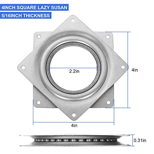 16Pack Lazy Susan Hardware, 4”Square Lazy Susan Turntable Bearings, 300lbs Capacity 5/16”Thick Swivel Plate for DIY Lazy Susan Project Storage Organizer Rack Cake Decorating Sculpture Displays - Thumbnail 2