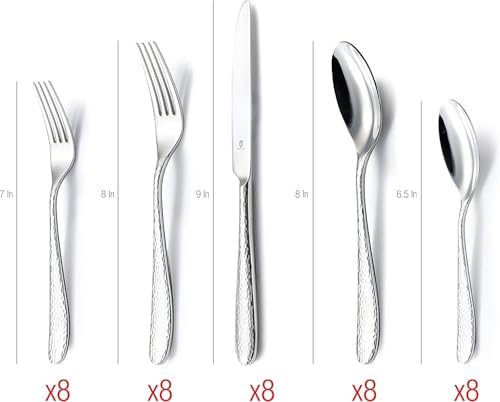 40-Piece-Matte-Fidenza-Hammered-1810-Stainless-Steel-Silverware-Cutlery-Set-Flatware-Service-for-8-Built-to-Last-Commitment 40 Piece Matte Fidenza Hammered 1810 Stainless Steel Silverware Cutlery Set Flatware Service for 8 Built to Last Commitment