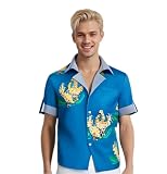 Cloud Cosplay Costume Adult Mens Birds Printed Beach Shirt Outfit for Cloud Costumes