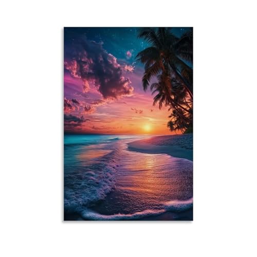 �I�[���� ���i �L�����o�X �E�H�[���A�[�g ���V�̖؂ƃg���s�J���r�[�` �G�� �I�[���� �C�̕��i�ʐ^ �v�����g �Ƃ̑����p (3)16x24inch(40x60cm)